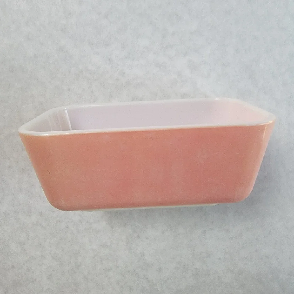 Pyrex 502 Pink Refrigerator Dish Container Rectangular Milk Glass Inside